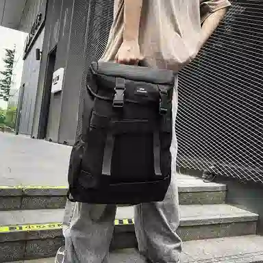 行途 简约休闲大容量 尼龙 双肩包 男女同款情侣款 黑色/酒红色/白色