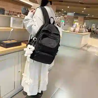 行途 小清新大容量百搭休闲 尼龙 双肩包 男女同款情侣款 黑色/白色/黄色/紫色/蓝色