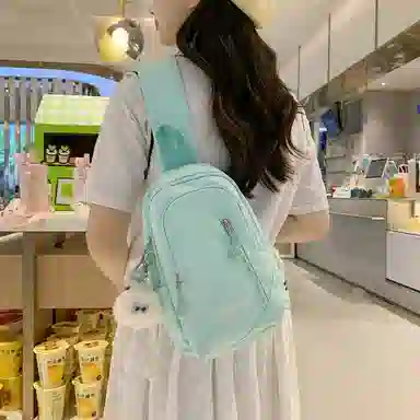 行途 小清新高颜值纯色学院风时尚百搭 斜挎手提单肩胸包 男女同款情侣款 多色 尼龙