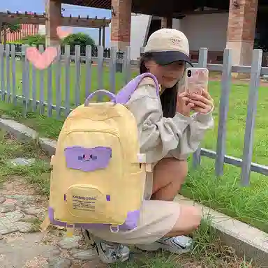 行途 学生书包女日系双肩包尼龙时尚潮流百搭休闲背包大容量中学生背包 多色