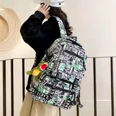 行途 百搭轻便休闲简约大容量 尼龙 双肩包 男女同款情侣款 黑色/深蓝色/宝蓝色/绿色