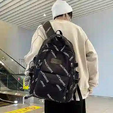 行途 简约旅行轻便休闲百搭 尼龙 双肩包 男女同款情侣款 黑色/白色/蓝色/卡其色