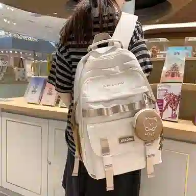 行途双肩包女款韩版百搭大容量初高中大学生书包休闲简约旅行背包尼龙多色