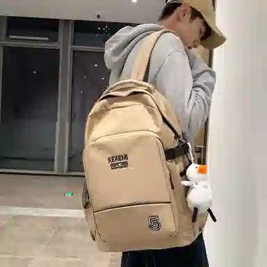 行途双肩包女休闲简约大容量电脑背包男高初中大学生书包尼龙多色