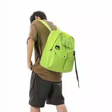 行途 高颜值大容量小众百搭设计旅行背包简约旅行书包 尼龙 双肩包 常规 男女同款情侣款 黄色/荧光绿/荧光粉