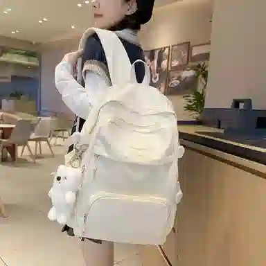 行途 小清新大容量百搭休闲 尼龙 双肩包 男女同款情侣款 黑色/白色/黄色/紫色/蓝色