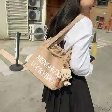 行途 休闲简约日常通勤时尚百搭 棉 单肩包 男女同款情侣款 黑色/白色/红色/黄色/卡其色/蓝色