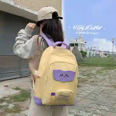 行途 学生书包女日系双肩包尼龙时尚潮流百搭休闲背包大容量中学生背包 多色