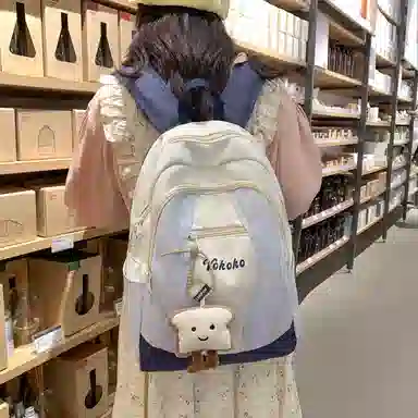 行途 高级感轻便颜值撞色 尼龙 双肩包 常规 女款 灰色/蓝色/粉色/蓝黄色