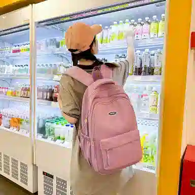 行途 大学生百搭日系高中生韩版中学生少年感 女款 尼龙 双肩包 黑色/蓝色/白色/紫色