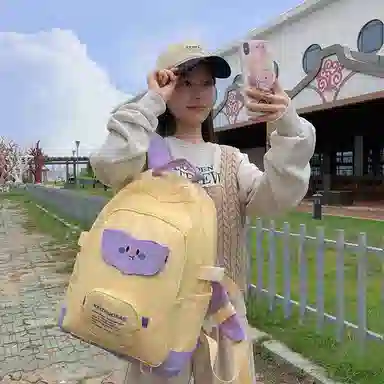 行途 学生书包女日系双肩包尼龙时尚潮流百搭休闲背包大容量中学生背包 多色