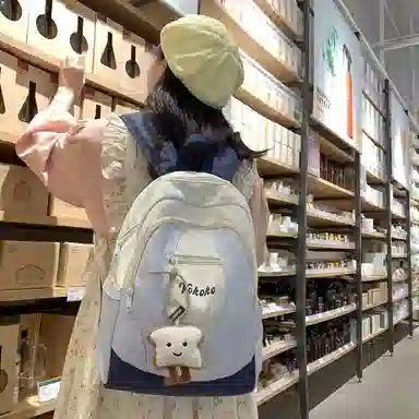 行途 高级感轻便颜值撞色 尼龙 双肩包 常规 女款 灰色/蓝色/粉色/蓝黄色