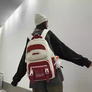 行途 休闲简约撞色便携 尼龙 双肩包 男女同款情侣款 多色