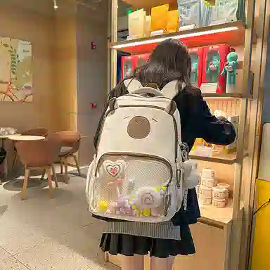 行途 卡通卡皮巴拉大容量可爱学生旅游 尼龙 痛包 女款