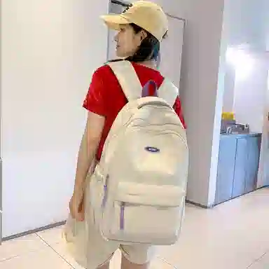 行途 大学生百搭日系高中生韩版中学生少年感 女款 尼龙 双肩包 黑色/蓝色/白色/紫色