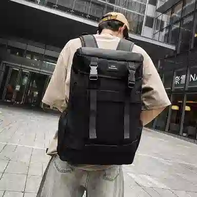 行途 简约休闲大容量 尼龙 双肩包 男女同款情侣款 黑色/酒红色/白色