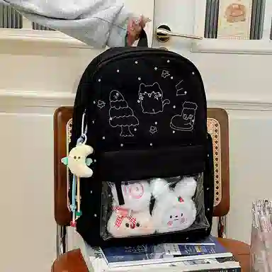 行途 高颜值可爱日系痛包学院透明 尼龙 双肩包 女款 多色