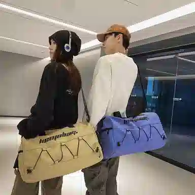 行途 大容量干湿分离 牛津布 手提单肩斜挎旅行包健身包 大号 男女同款情侣款 黑色/白色/蓝色/卡其色