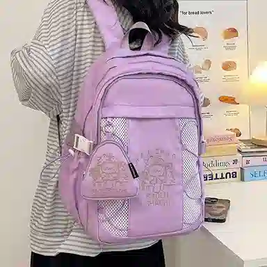 行途 百搭轻便休闲简约 尼龙 双肩包 女款 粉色/蓝色/黑色/紫色/米白色