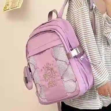 行途 百搭轻便休闲简约 尼龙 双肩包 女款 粉色/蓝色/黑色/紫色/米白色