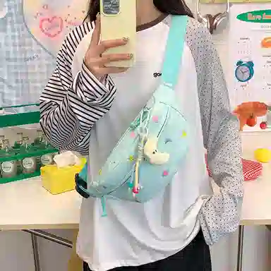 行途 可爱卡通休闲运动斜挎包轻便旅行胸前防水 帆布 帆布包腰包 女款 多色