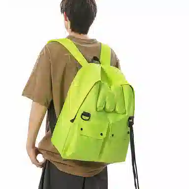 行途 高颜值大容量小众百搭设计旅行背包简约旅行书包 尼龙 双肩包 常规 男女同款情侣款 黄色/荧光绿/荧光粉