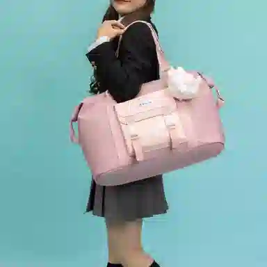 行途 防泼水旅行包大容量时尚潮流牛津布单肩包休闲简约可爱挂件健身包 中号 女款 多色