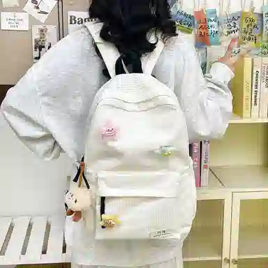 行途 学院风可爱休闲 条绒 双肩包 常规 男女同款情侣款 多色