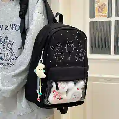 行途 高颜值可爱日系痛包学院透明 尼龙 双肩包 女款 多色