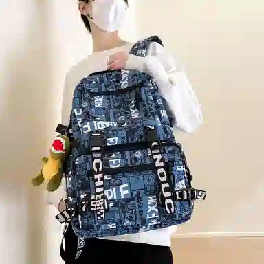 行途 百搭轻便休闲简约大容量 尼龙 双肩包 男女同款情侣款 黑色/深蓝色/宝蓝色/绿色