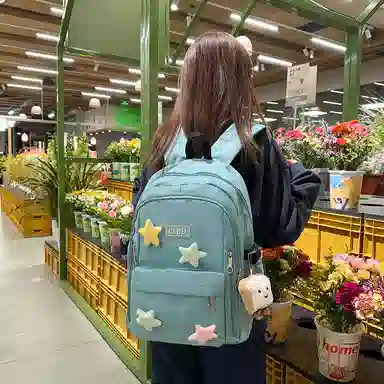 行途 可爱简约学院风 尼龙 双肩包 常规 女款 黑色/粉色/绿色/紫色