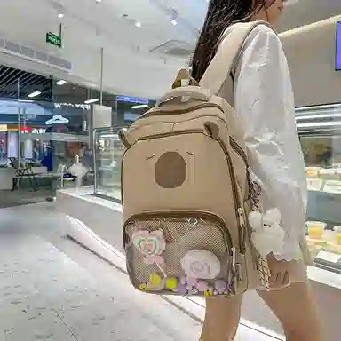 行途 卡通卡皮巴拉大容量可爱学生旅游 尼龙 痛包 女款