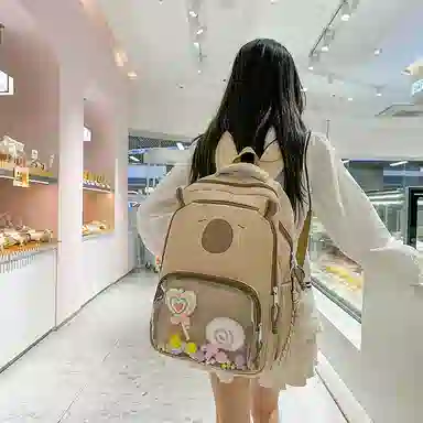 行途 卡通卡皮巴拉大容量可爱学生旅游 尼龙 痛包 女款