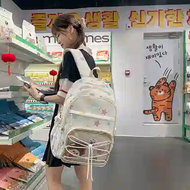 行途 书包初中生高中生大学生大容量包女防水轻便电脑背包 尼龙 双肩包 男女同款情侣款 多色