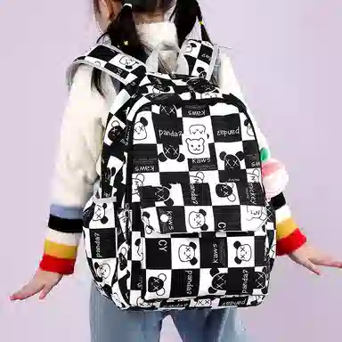 行途 书包初中生卡通印花大容量背包高中生大学生 双肩包 女款 尼龙布 多色