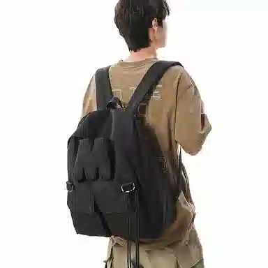 行途 高颜值大容量小众百搭设计旅行背包简约旅行书包 尼龙 双肩包 常规 男女同款情侣款 黄色/荧光绿/荧光粉