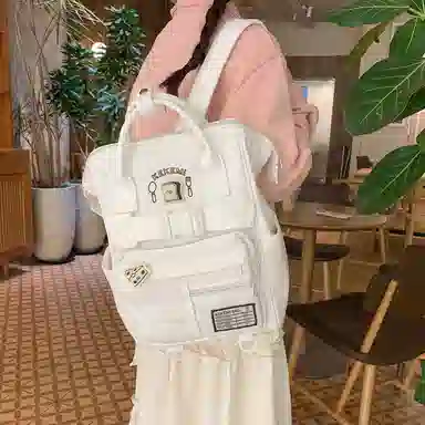 行途 百搭学院风高颜值 尼龙 双肩包 常规 女款 黑色/白色/黄色