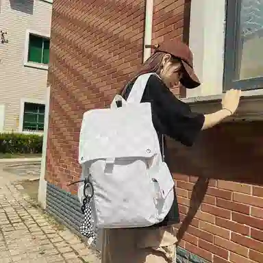 行途 休闲大容量多功能 尼龙 双肩包 常规 男女同款情侣款 黑色/白色