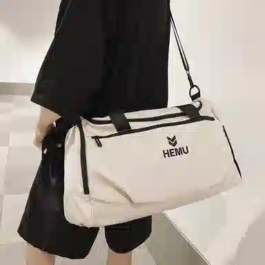 行途 大容量干湿分离 尼龙 收纳包登机包健身包 大号 男女同款情侣款 黑色/白色