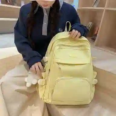 行途 小清新大容量百搭休闲 尼龙 双肩包 男女同款情侣款 黑色/白色/黄色/紫色/蓝色