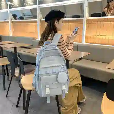 行途双肩包女款韩版百搭大容量初高中大学生书包休闲简约旅行背包尼龙多色