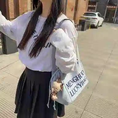 行途 休闲简约日常通勤时尚百搭 棉 单肩包 男女同款情侣款 黑色/白色/红色/黄色/卡其色/蓝色