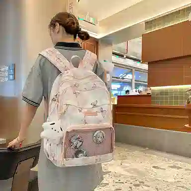 行途 新中式国风简约 条绒 双肩包 男女同款情侣款 灰色/粉色/卡其色/黄色/蓝色/绿色