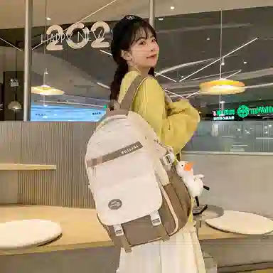 行途 简约高中双肩包小清新大学生尼龙书包大容量韩版初中生背包 女款 多色