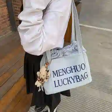 行途 休闲简约日常通勤时尚百搭 棉 单肩包 男女同款情侣款 黑色/白色/红色/黄色/卡其色/蓝色