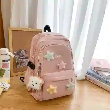 行途 可爱简约学院风 尼龙 双肩包 常规 女款 黑色/粉色/绿色/紫色