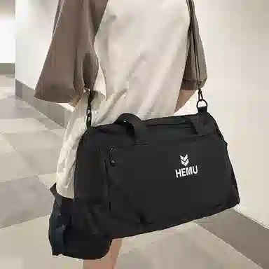 行途 大容量干湿分离 尼龙 收纳包登机包健身包 大号 男女同款情侣款 黑色/白色