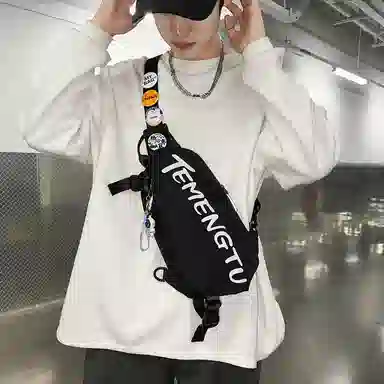 行途 情侣休闲 尼龙 胸包 常规 男女同款情侣款 黑色/白色/蓝色/红色