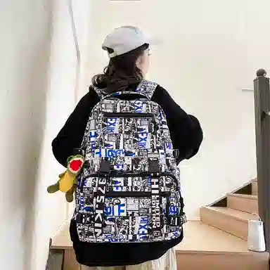 行途 百搭轻便休闲简约大容量 尼龙 双肩包 男女同款情侣款 黑色/深蓝色/宝蓝色/绿色