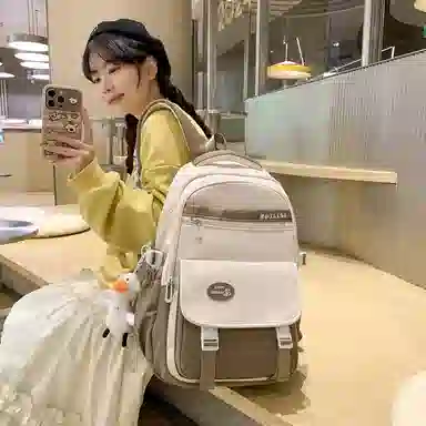 行途 简约高中双肩包小清新大学生尼龙书包大容量韩版初中生背包 女款 多色